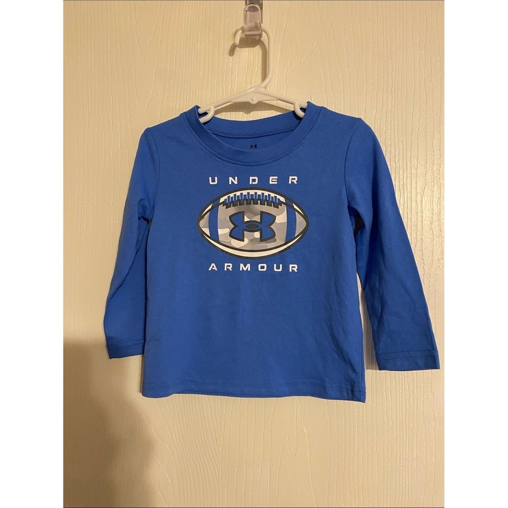 Under Armour Boys Blue Football Graphic Long Sleeve T-Shirt 18M 0582